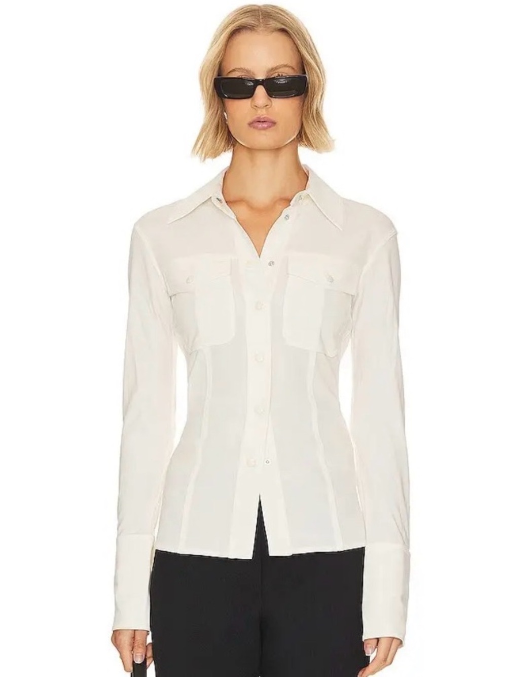 NWT Helmut Lang Women’s VSCS PKT Button Down Shirt Ivory - Size Medium